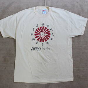 1994年 合気道AIKIDO ヴィンテージTシャツ USAアメリカ 古着XL 合氣道 格闘技 柔道 武道家 柔術 天地 呼吸 禅ZEN総合 稽古 アート 宇宙