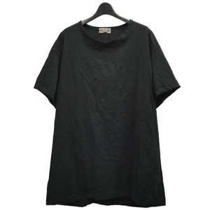 Yohji Yamamoto POUR HOMME 2019ss コットン、ポリ ストライプ シワ加工 ビッグシルエット Tシャツ　19ss プールオム カットソー 皺 ロング