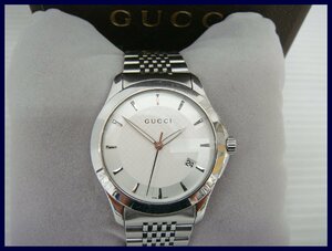 T6155 【本物保証】 グッチ Gタイムレス メンズ クオーツ 126.4 白 ホワイト文字盤 SS GUCCI YA126401 G-TIMELESS