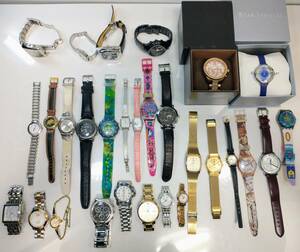 【1円】ジャンク ファッションブランドウォッチまとめ売り29点 クォーツ 腕時計 swatch Folli Follie MICHAEL KORS TIMEX 4℃ BURBERRY他