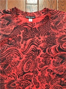 オゾンロックス ＯＺＯＮＥ ＲＯＣＫＳ 鯉 和柄 長袖 カットソー Ｌ 赤 長袖Ｔシャツ ロンＴ オーガニックコットン 日本製