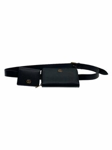 GUCCI◆GGマーモント/ベルトバッグ/ウエストバッグ/レザー/BLK/699304