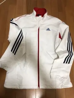 adidasのウインドブレーカー薄手　白/赤　L