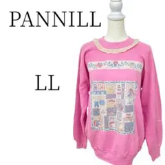 PANNILL パニール ピンク×ファンシーな柄 トレーナー・スウェット  LL