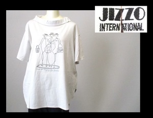 【001-113】JIZZO INTERNATIONALジッツォインターナショナル★ライトグレープリントTシャツチュニック/日本製サイズ42