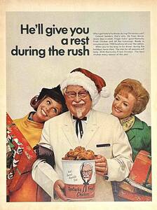 1968年KFCクリスマス、ケンタッキーフライドチキンと一緒に。/ヴィンテージ雑誌広告オリジナル・ポスター