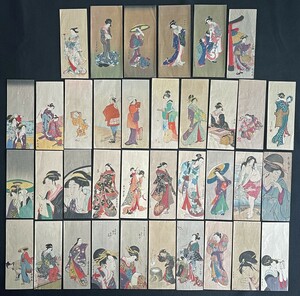 ◆戦前・木版刷絵封筒◆浮世絵風まとめて34枚 美人図 一部京都さくら井屋版 検索：木版画/アール・デコ/絵葉書/大正ロマン/ポチ袋