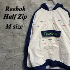 Reebok リーボック　ハーフジップ　ナイロンジャケット　総柄　古着　M