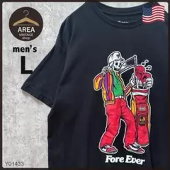 【Fore Ever】USA プリントTシャツ半袖メンズ古着Lアメリカブラック黒