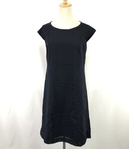 美品☆Jプレス/J.PRESS☆フレンチスリーブ/ワンピース【11/レディースL/ロング/紺/navy blue/総柄】半袖/ノースリーブ/Tops/Shirts◇cBH849