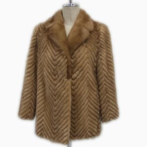 高級毛皮◇MINK FUR シェブロンカット ミンクコート 毛艶 毛並 皮質 良好 11号 レディース