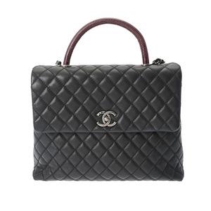 CHANEL シャネル マトラッセ トップハンドル ブラック シルバー金具 - レディース キャビアスキン ハンドバッグ ABランク 中古 銀蔵