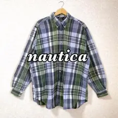 nautica チェック柄 BDシャツ 刺繍ロゴ ヴィンテージ オーバーサイズ