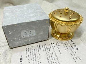 未使用【 香炉 】蓮華香炉 純金加工 金メッキ お香 仏具