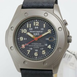 2405-647 シチズン クオーツ 腕時計 未使用 CITIZEN 6210-L12783 インターセプター イグニス 日付 チタン 純正ベルト 説有り