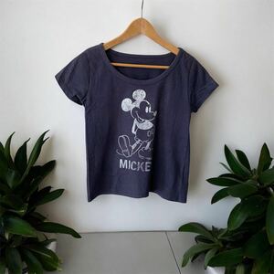 ミッキーマウス　ネイビー　Tシャツ　M相当