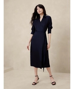 「BANANA REPUBLIC FACTORY STORE」 長袖ワンピース X-SMALL ネイビー レディース