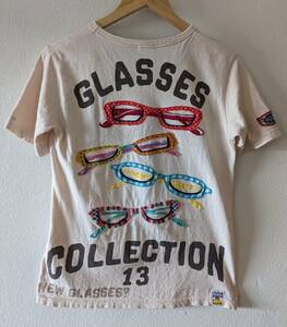 値下げ☆メガネアップリケ　半袖Tシャツ　ラフナチュラルカンパニー　めがね　眼鏡　glass