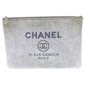 CHANEL シャネル ドーヴィル 31 rue cambon ココマーク クラッチバッグ ライトグレー A80117 レディース