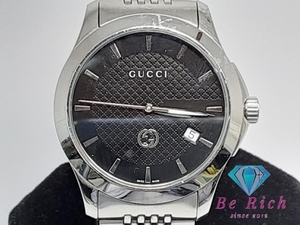 グッチ GUCCI Gタイムレス メンズ 腕時計 デイト YA1264106 126.4 黒 ブラック シルバー SS ブレス クォーツ【中古】【送料無料】 bt2852