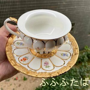 MEISSEN マイセン カップ＆ソーサー 2点セット 洋食器 アフタヌーンティー　ホワイト 手作り　