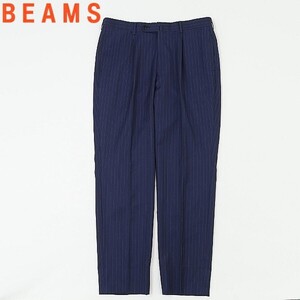 新品◆BEAMS ビームス ストライプ柄 スラックス パンツ 紺 ネイビー 48/8R