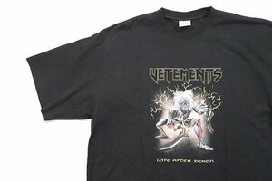 VETEMENTS ◆21SS Heavy metal logo T-shirt ヘビーメタルロゴ Tシャツ 黒 L オーバーサイズ バンドT 半袖 カットソー ヴェトモン ◆K2M