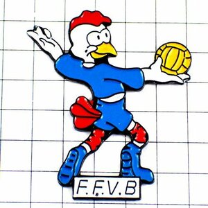 ピンバッジ・バレーボール選手ニワトリ雄鶏 FFVB FEDERATION-FRANCAISE-DE-VOLLEYBALL◆フランス限定ピンズ