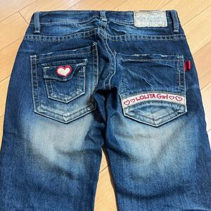 LOLITA JEANS ロリータジーンズ　24 ハート　ロリータガール 刺繍　 ジーンズ　 デニムパンツ　 デニム　 パンツ