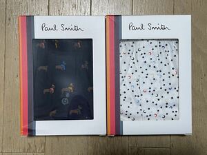 即決！ポールスミス！PAUL SMITH 布帛トランクス 2枚組 ダックスフンド柄 ネイビー&ミルキーウェイ柄ホワイトL