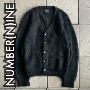 2005AW THS期【NUMBER (N)INE ナンバーナイン】ウール ナイロン モヘアライク ニット カーディガン 2 ブラック 黒