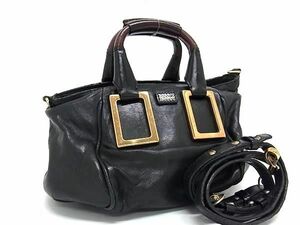 1円 Chloe クロエ レザー 2WAY ハンドバッグ ショルダー クロスボディ 斜め掛け レディース ブラック系 AZ6634