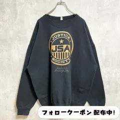 古着 used　JERZEES　ジャージーズ　長袖プリントスウェット　トレーナー　JSA　JUSTICESOCIETY　黒