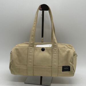 ★BN2874●PORTER ポーター サニー ドラムバッグ ミニボストン ベージュ キャンバス 吉田カバン 廃盤品