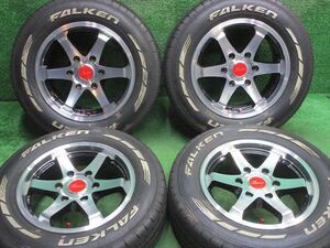 中古 ホイールタイヤ 4本 215/65R16 2022年製 8分山 KBレーシング ブラックポリッシュ ラジアル タイヤ ファルケン W11