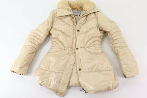 ERMANNO SCERVINO エルマノ シェルビーノ ダウン コート サイズ42 ベージュ 系 エナメル リアルファー レディース 5516-NA②