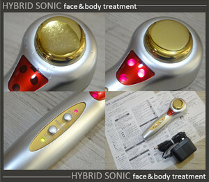 ★美品 光エステ＆超音波マッサージ ハンディ美顔器 HYBRID SONIC シワ・たるみ・ほうれい スキンケア美容器 シェイプアップ スリム 美肌★