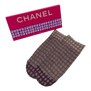 ◆◆ CHANEL シャネル 靴下 ソックス 透け ピンク x カーキ 傷や汚れあり