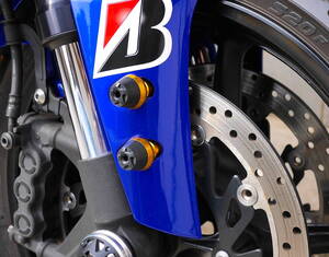 汎用 フロントフォーク フェンダープロテクター/スライダー 金色 ゴールド CBR1000RR 600RR 250RR YZF-R25 R6 R1 MT-07 MT-09 隼 GSX ZX10R