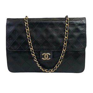 1円～ シャネル CHANEL バッグ ショルダーバック チェーンショルダー マトラッセ ラムスキン ブラック ゴールド金具 中古