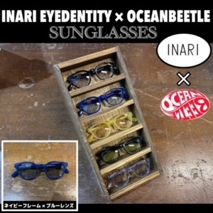 送料0【 INARI EYEDENTITY x OCEANBEETLE 】SUNGLASSES / イナリ×オーシャンビートル コラボ サングラス / ネイビー-ブルー