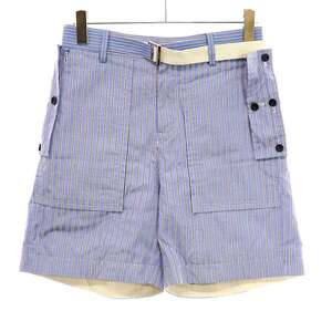 sacai サカイ 23SS Thomas Mason vertical-stripe Print Cotton Shorts ストライプショーツ ブルー 1 23-03041M ITW7OGAR6ZPQ