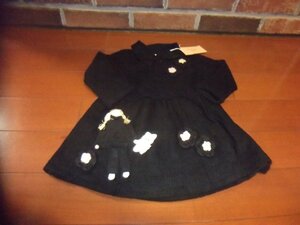 新品　女児　ワンピース　チュニック　サイズ100　黒　女の子　お花　切手可　クリックポスト発送可