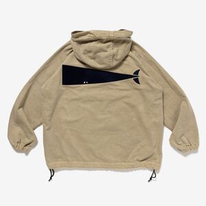 希少★新品本物【BEIGE★3】MOLE HOODED LS SHIRT PIGMENT DYE 巨き刺繍CACHALOT モールフードシャツ ピグメントダイ 正規店購入Descendant