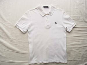 FRED PERRY 　フレッド ペリー 　鹿の子素材　ポロシャツ　サイズ 91cm/36 ホワイト　MADE IN ENGLAND