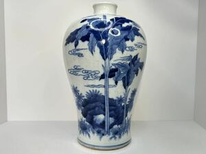 中国古美術 清朝期 古染付 花瓶 中国美術 唐物 中国古玩 骨董 時代品 置物 花器 花入 壷 唐物 大清康熙年製