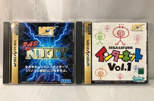 ★SEGA/セガサターンソフト★【付属品有】SSソフト「パッドニフティー」「インターネットVol」2点セット/コレクターアイテム/希少品　Oi22Y