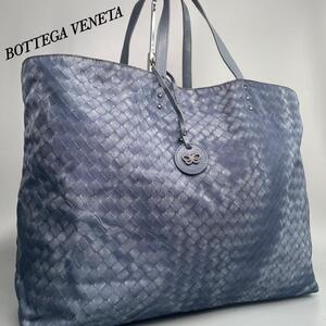 美品・希少モデル BOTTEGA VENETA ボッテガヴェネタ トートバッグ イントレッチオリュージョン ハンドバッグ A4収納 パープル ナイロン