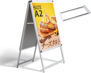 四辺開閉式 A2サイズ両面　クリップ式でポスター簡単交換できます フ（A2サイズスタンド看板+ウェイトアーム） 2set-jc-a2-d