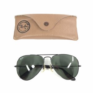 【レイバン】本物 Ray-Ban サングラス ボシュロム B&L アビエーター ティアドロップ型 カーキグレー×黒 メンズ USA製 ケース付 送料520円